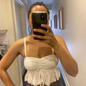 Wilfred flowy white crop top